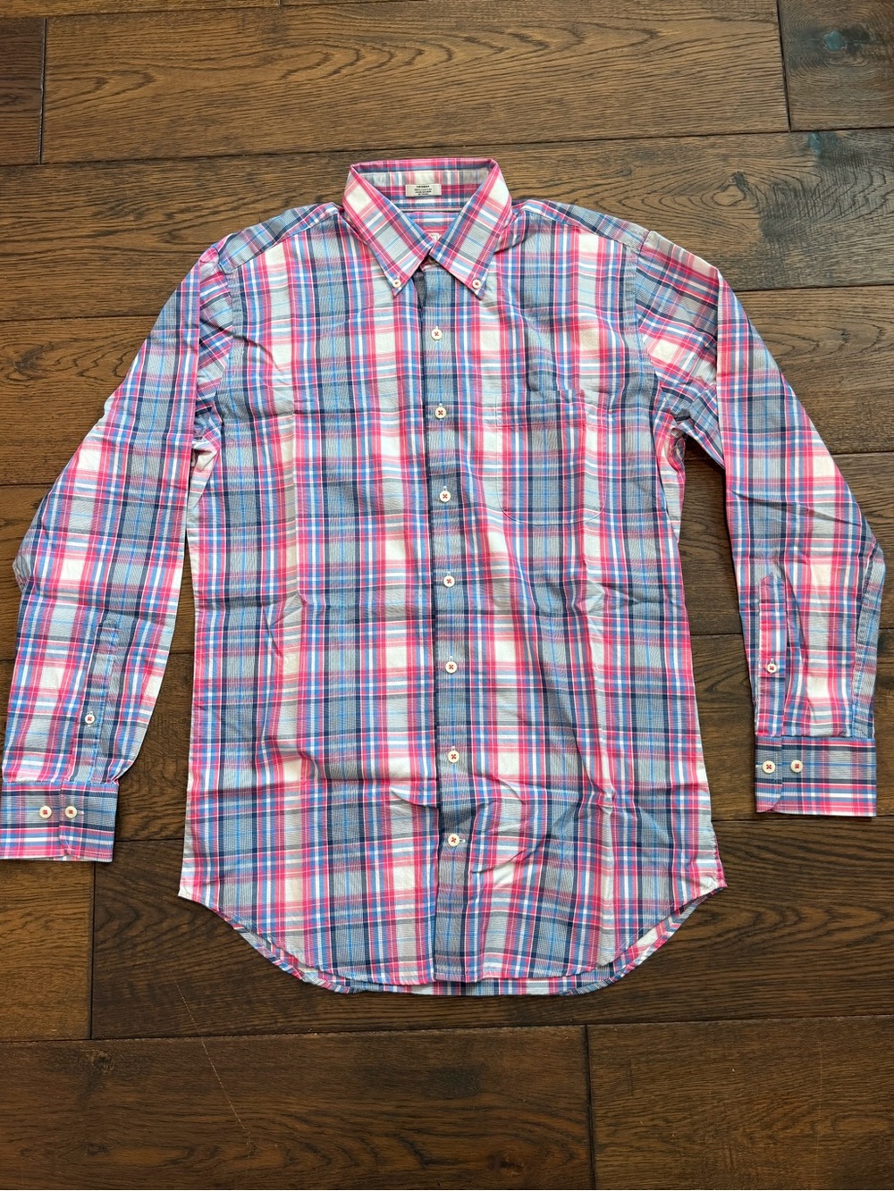 Peter Millar Pink and Blue Plaid Button-Down Shirt